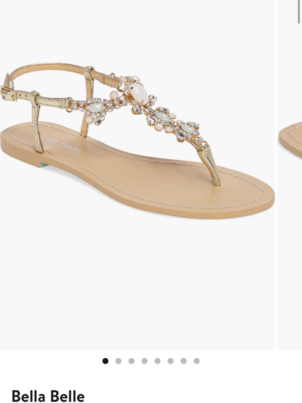 La Belle Metallic Gold Jeweled T-Strap Sandals
